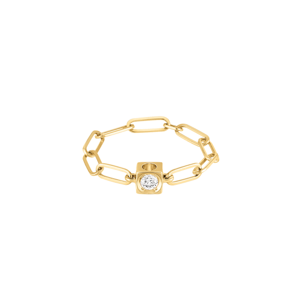Le Cube Diamant Yellow Gold and Diamond Chain Ring